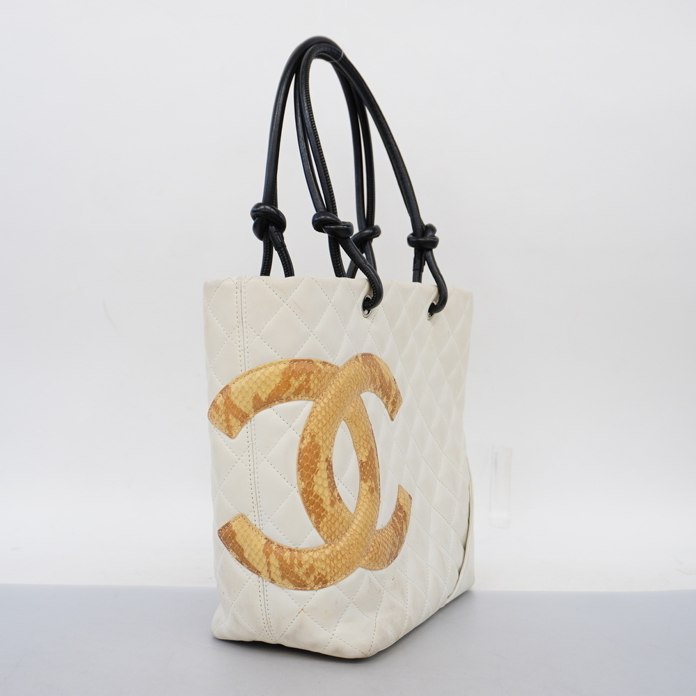 Chanel Tote Bag Cambon Line Leather Python White - image 2